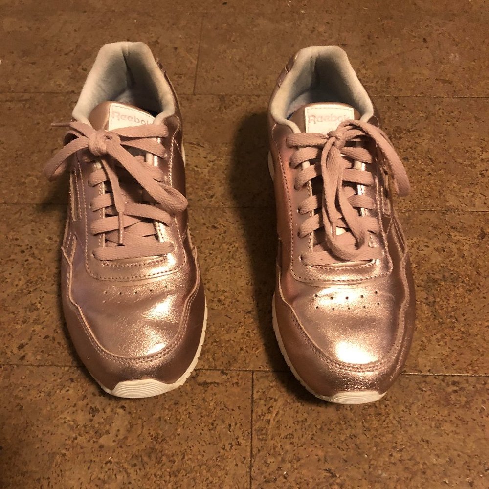Rose Gold Metallic Reebok sneakers